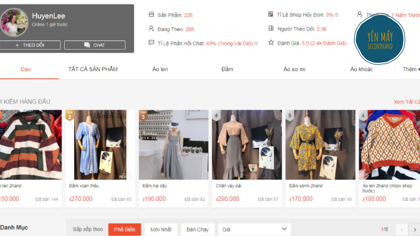 Huyenlee – shop chuyên bán những mẫu 2hand cực đỉnh trên shopee