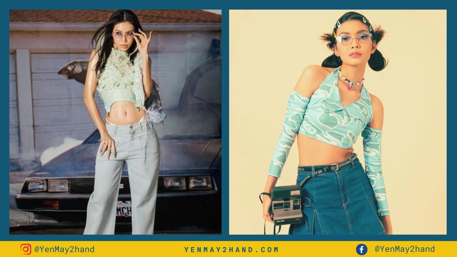 áo croptop và màu sắc sặc sỡ trên outfit y2k