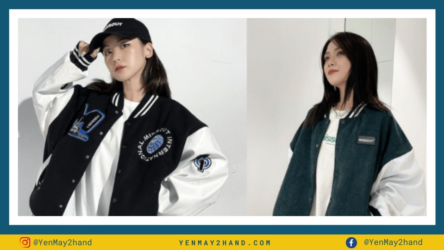 2 cô gái dùng varsity jacket 2hand