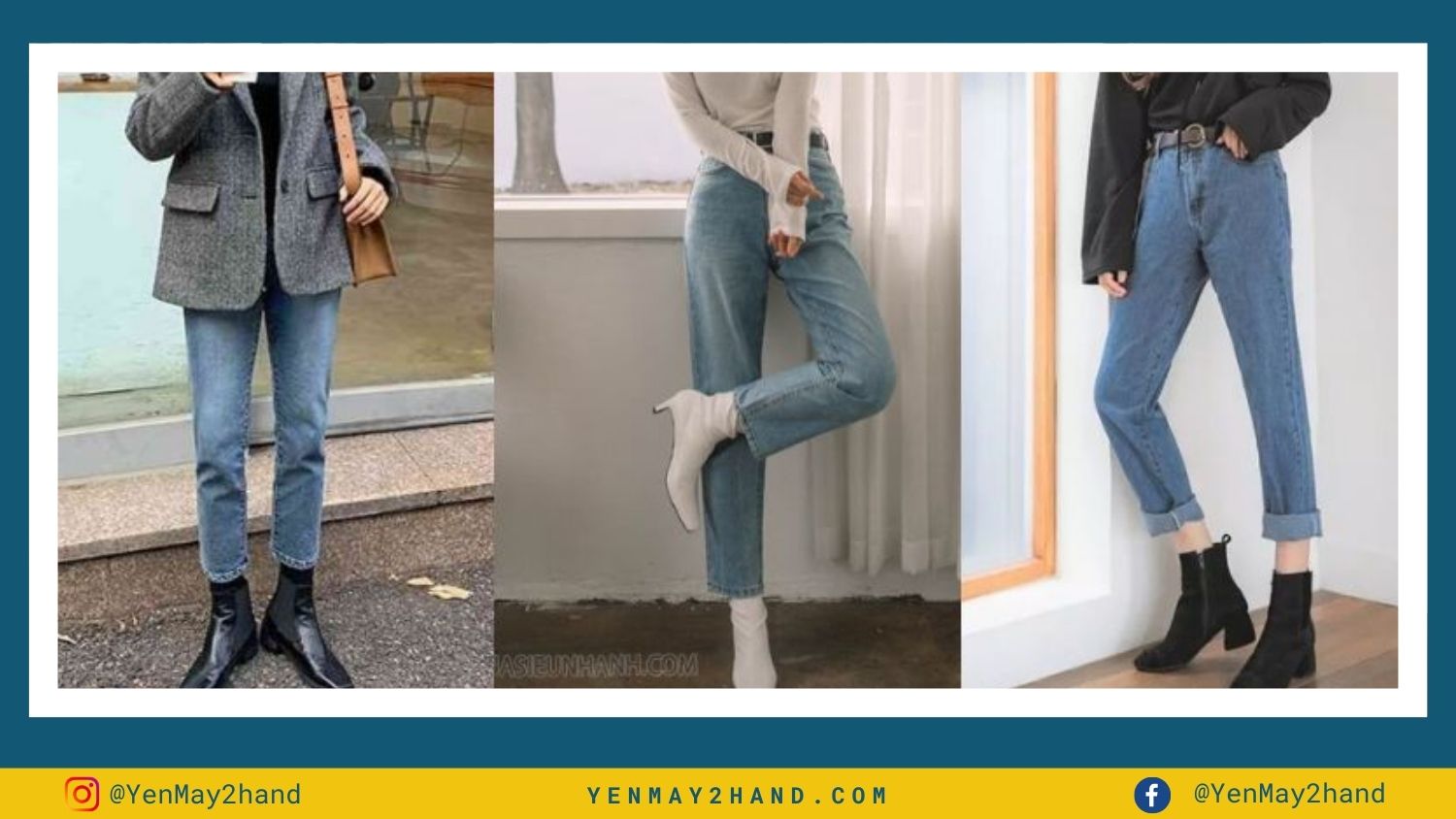 phối giày vintage cổ cao và quần jeans