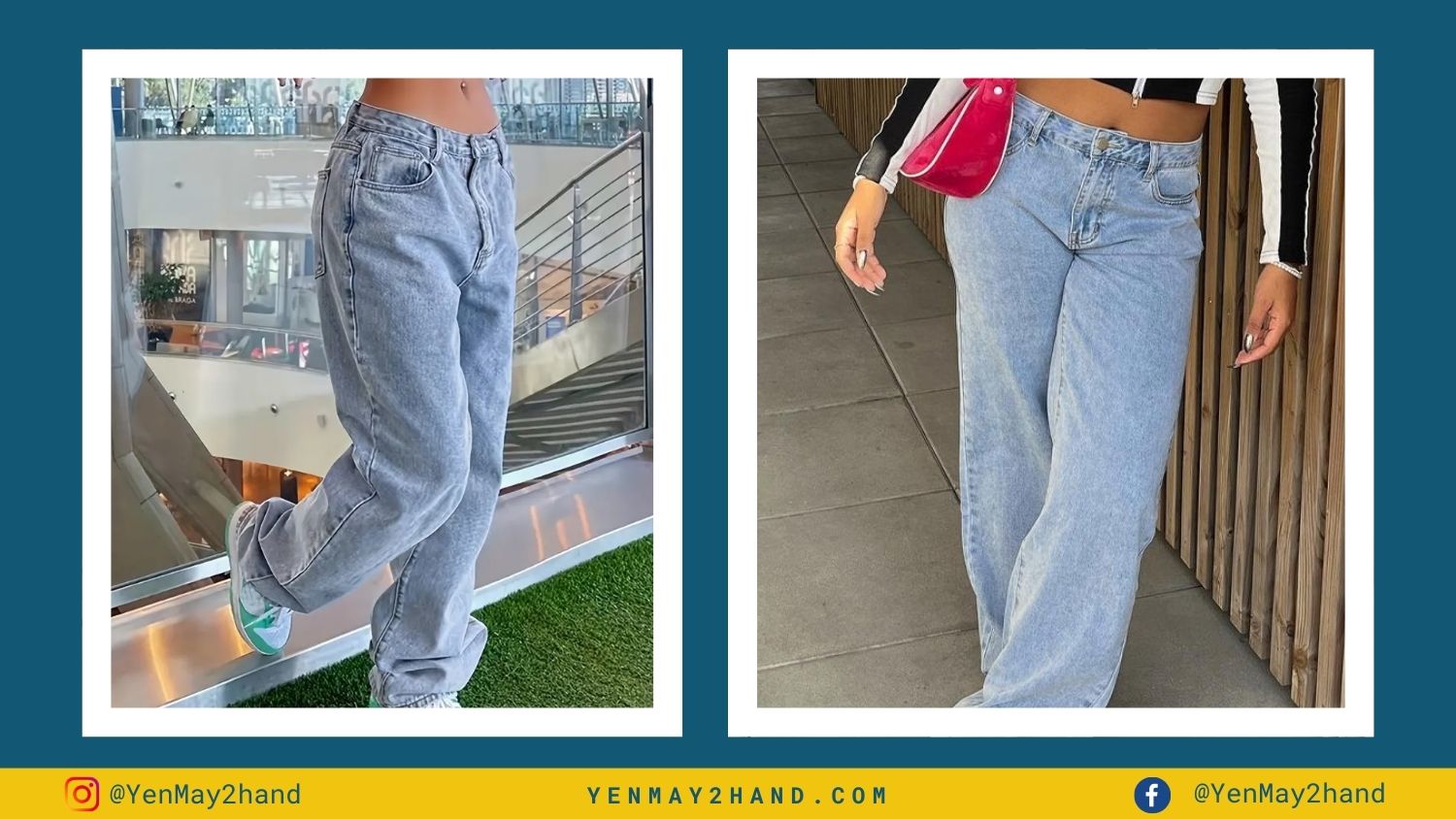 2 quần jeans vintage boyfriend/girlfriend