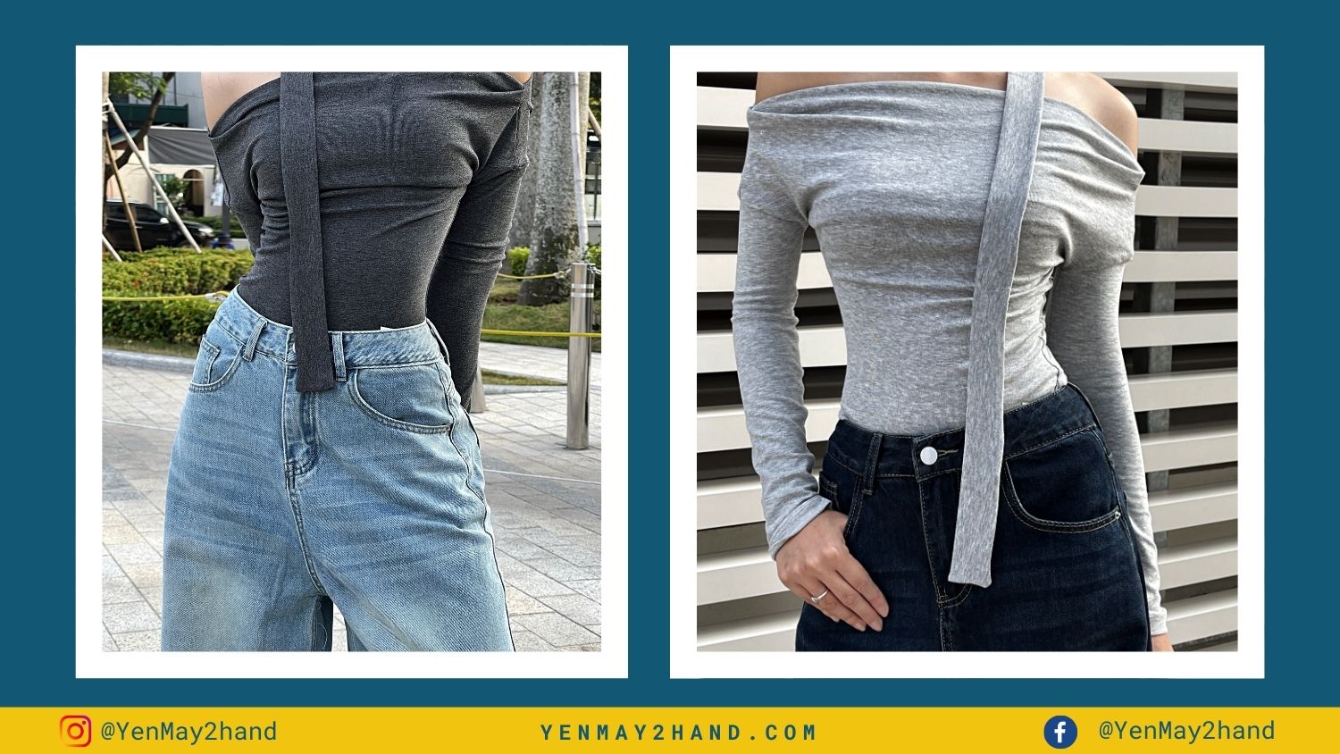 2 quần jeans cạp cao