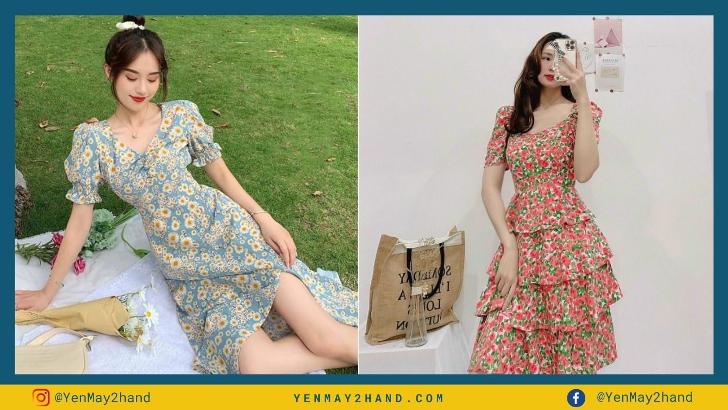 phối đồ đầm hoa dài vintage cổ kính