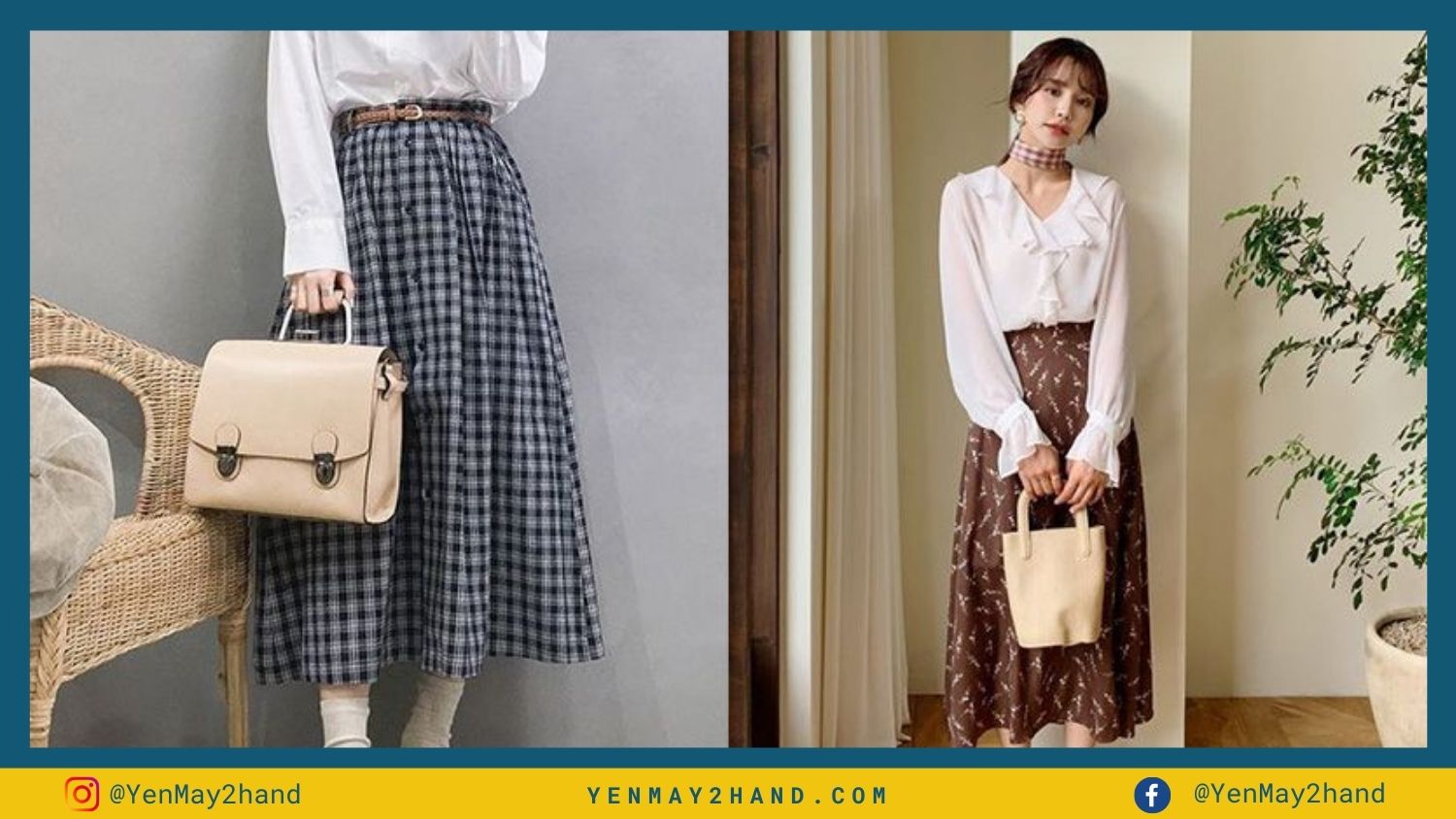 phối đồ váy xòe dài vintage trẻ